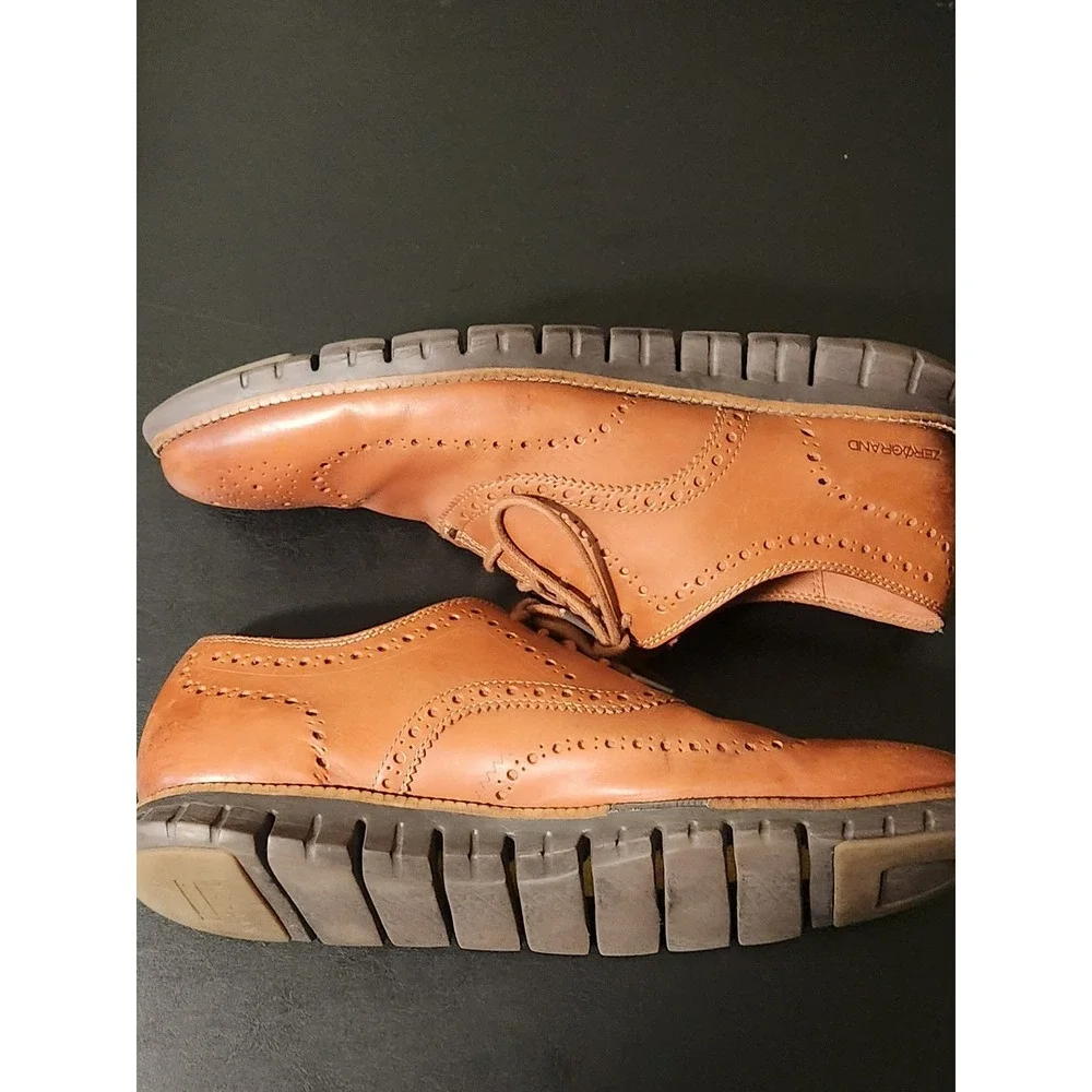 Cole Haan Zerogrand Wingtip Oxford Mens 13M British Tan Leather Shoes C29411
